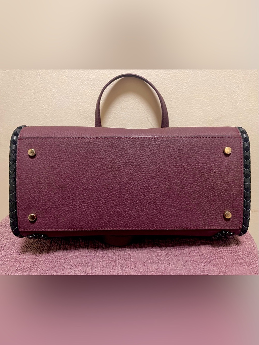 Kate Spade Anderson Way Reiley Embellished Leather Dome Satchel Bag Plum Berry - Picture 4 of 8